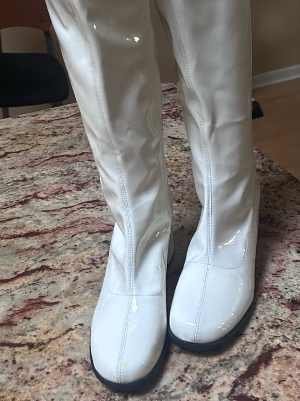 White Patent Over-the-Knee Women's Boots